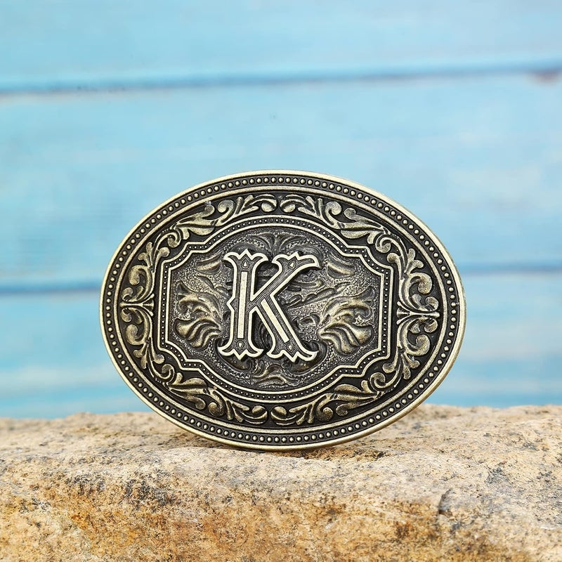 Fibbadet Store Belt Buckles Men Initial Letters A-Z Western Rodeo Cowboy Cowgirl Belt Buckle for Men Boys Halloween Birthday Party - Image 3